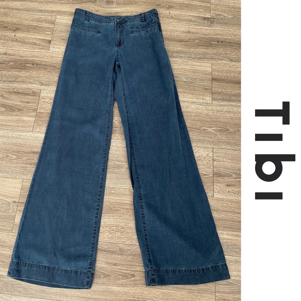 COPY - TIBI Wide Leg Jeans Blue Denim Pants 4
